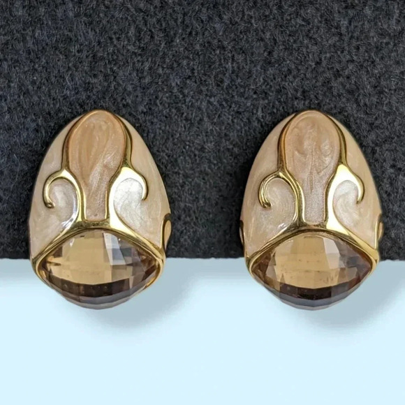 (2/$20) Vintage Joan Rivers Enamel & Glass Earrings - Picture 1 of 8